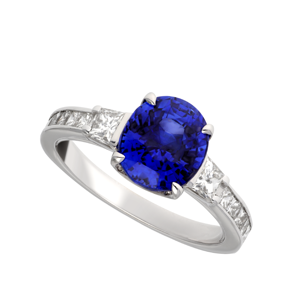 Bague saphir bleu diamant hot sale