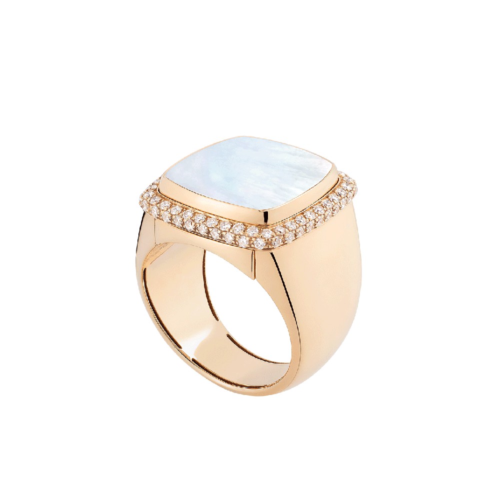 WHITE MOTHER OF PEARL PAIN DE SUCRE RING Ref 4B0815 4B0444