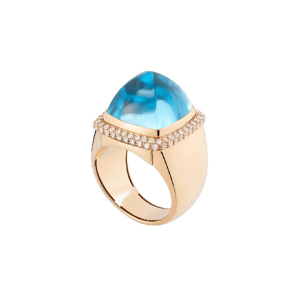 SWISS BLUE TOPAZ PAIN DE SUCRE RING Ref 4B0737 4B0444 Fred MAIER