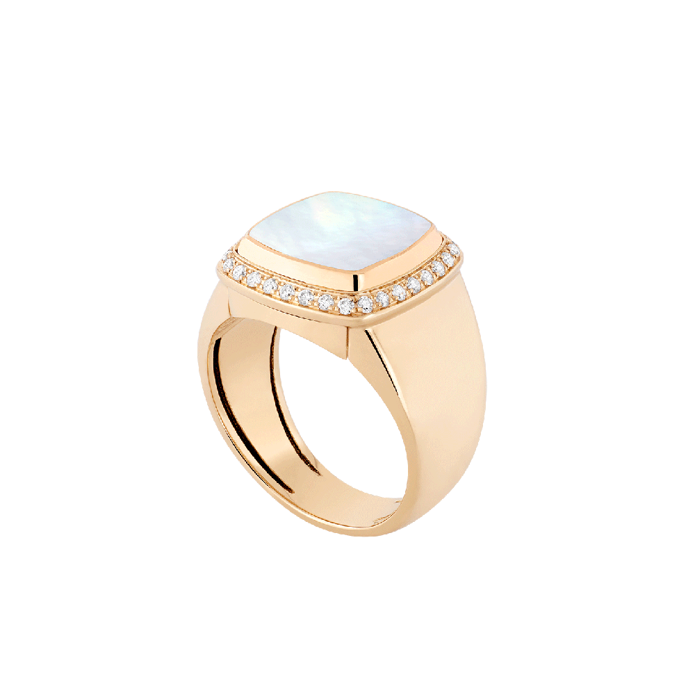 WHITE MOTHER OF PEARL PAIN DE SUCRE RING Ref 4B0830 4B0754 52