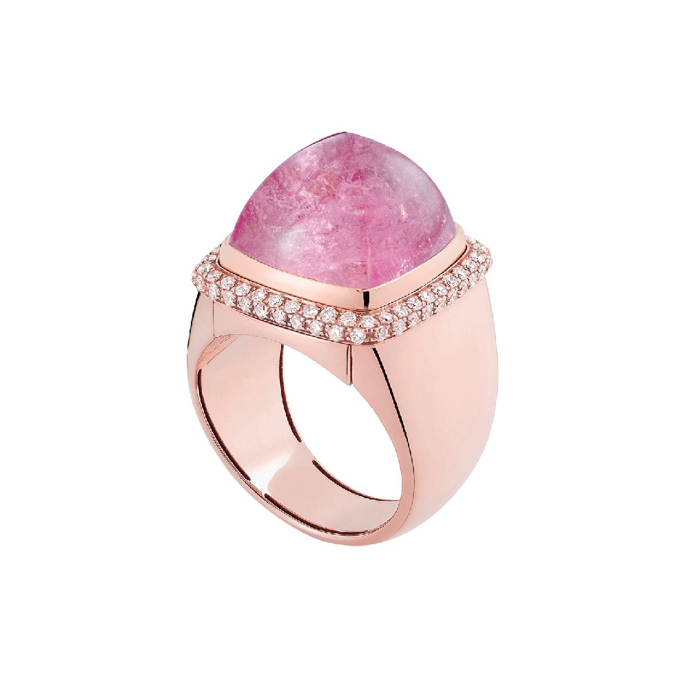 PINK TOURMALINE PAIN DE SUCRE RING Ref 4B0794 4B0445 59 Fred MAIER