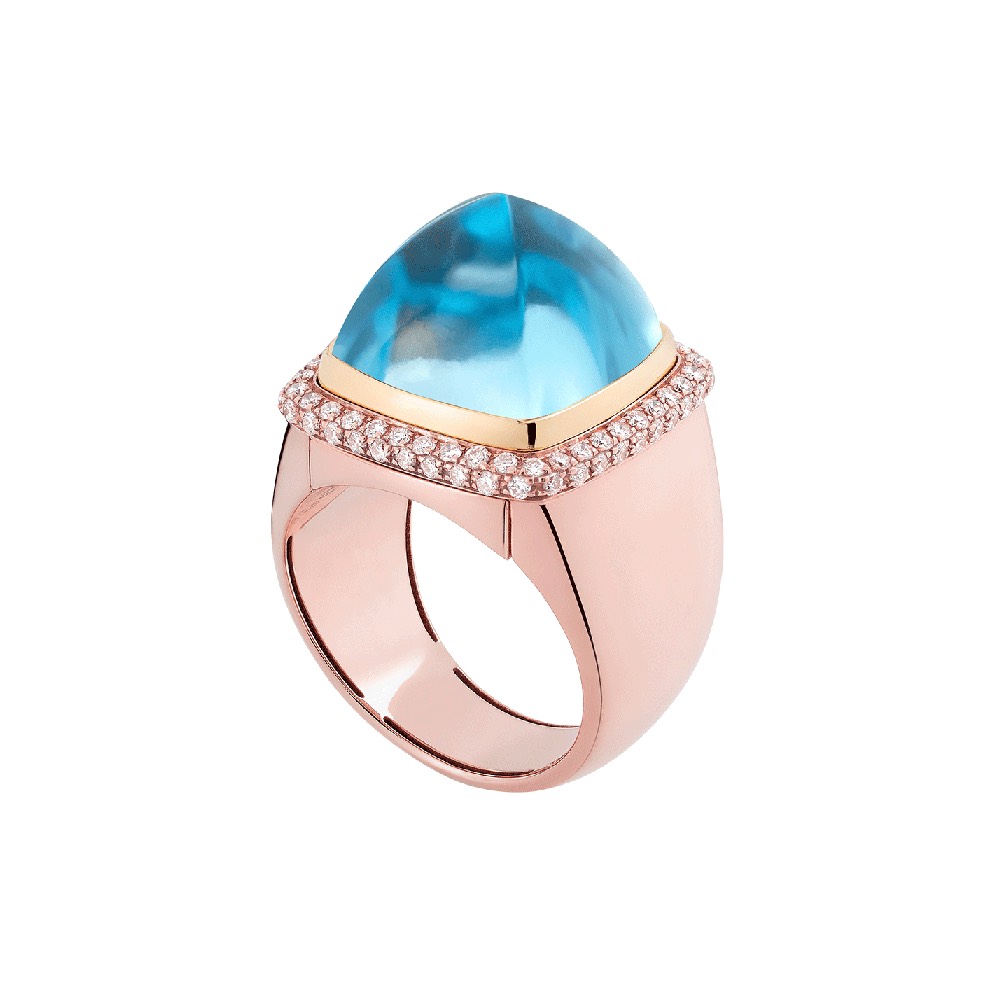 SWISS BLUE TOPAZ PAIN DE SUCRE RING Ref 4B0737 4B0445 57 Fred