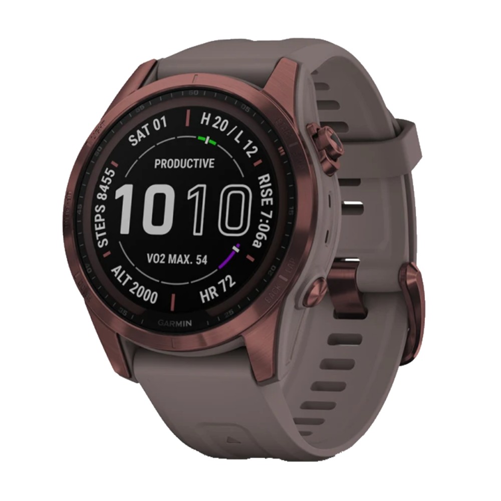 010-02539-35  Garmin Fenix 7S Sapphire Solar Cuir beige