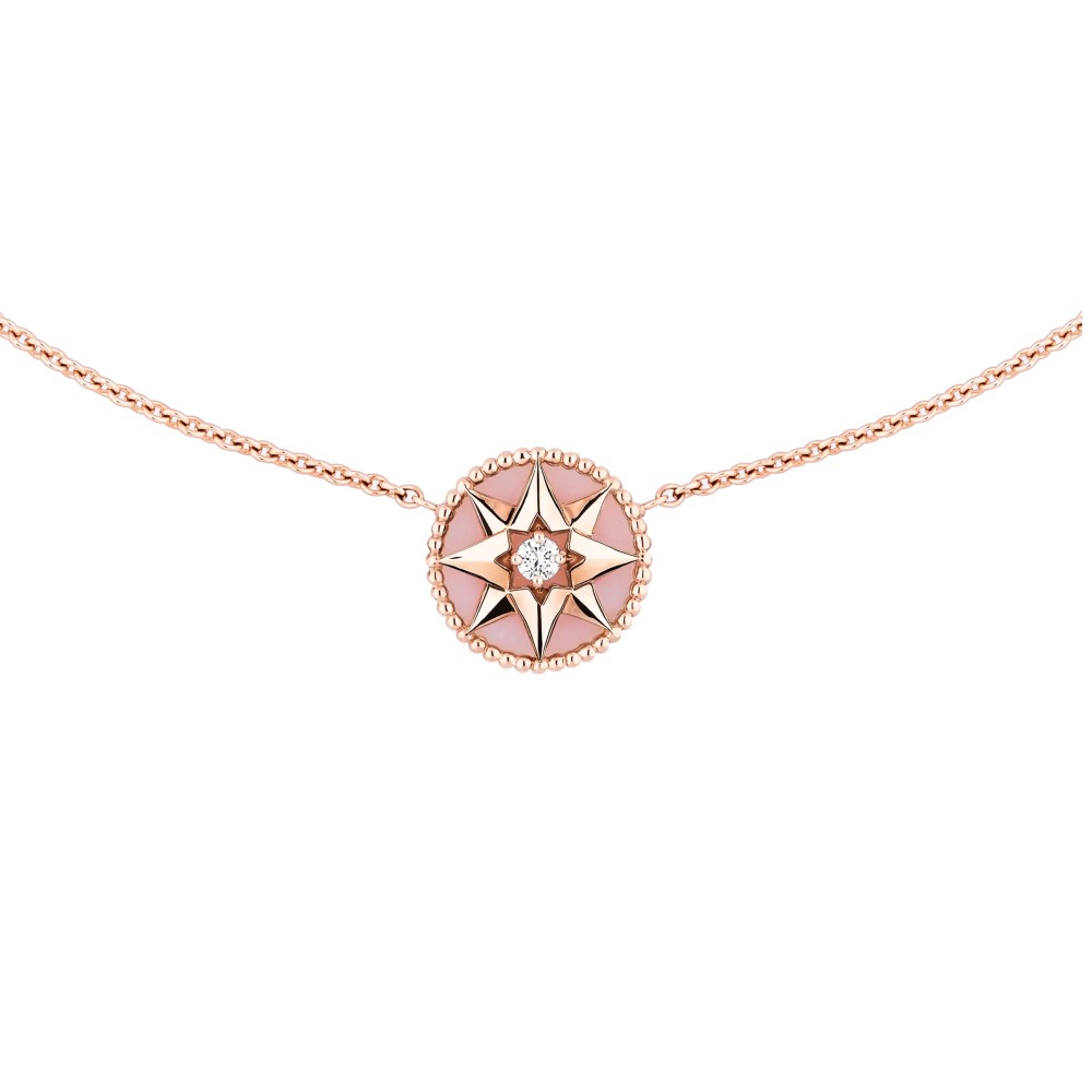 Rose Des Vents Necklace Pink Gold, Diamonds and Mother-of-Pearl