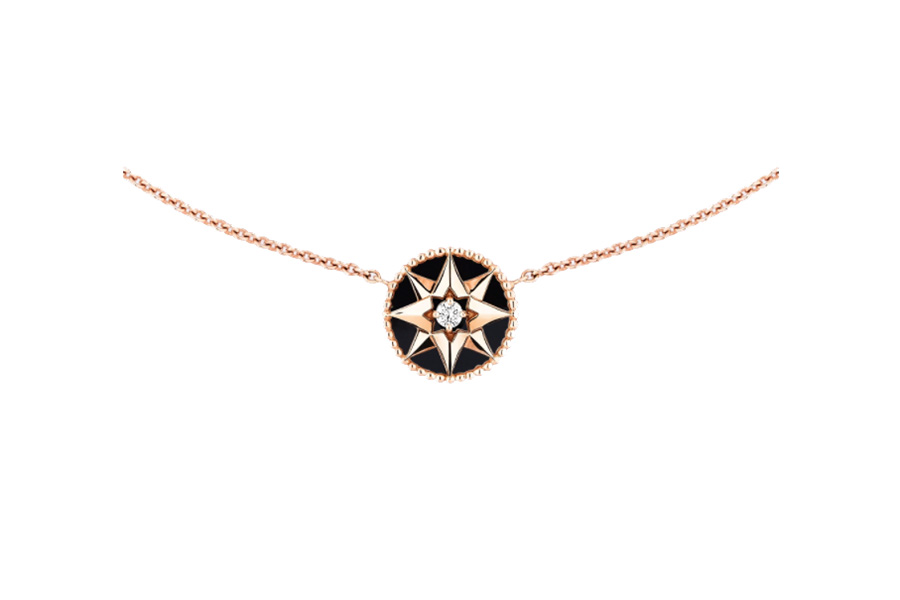 Medium Rose Des Vents Medallion Rose Gold, Diamond and Onyx