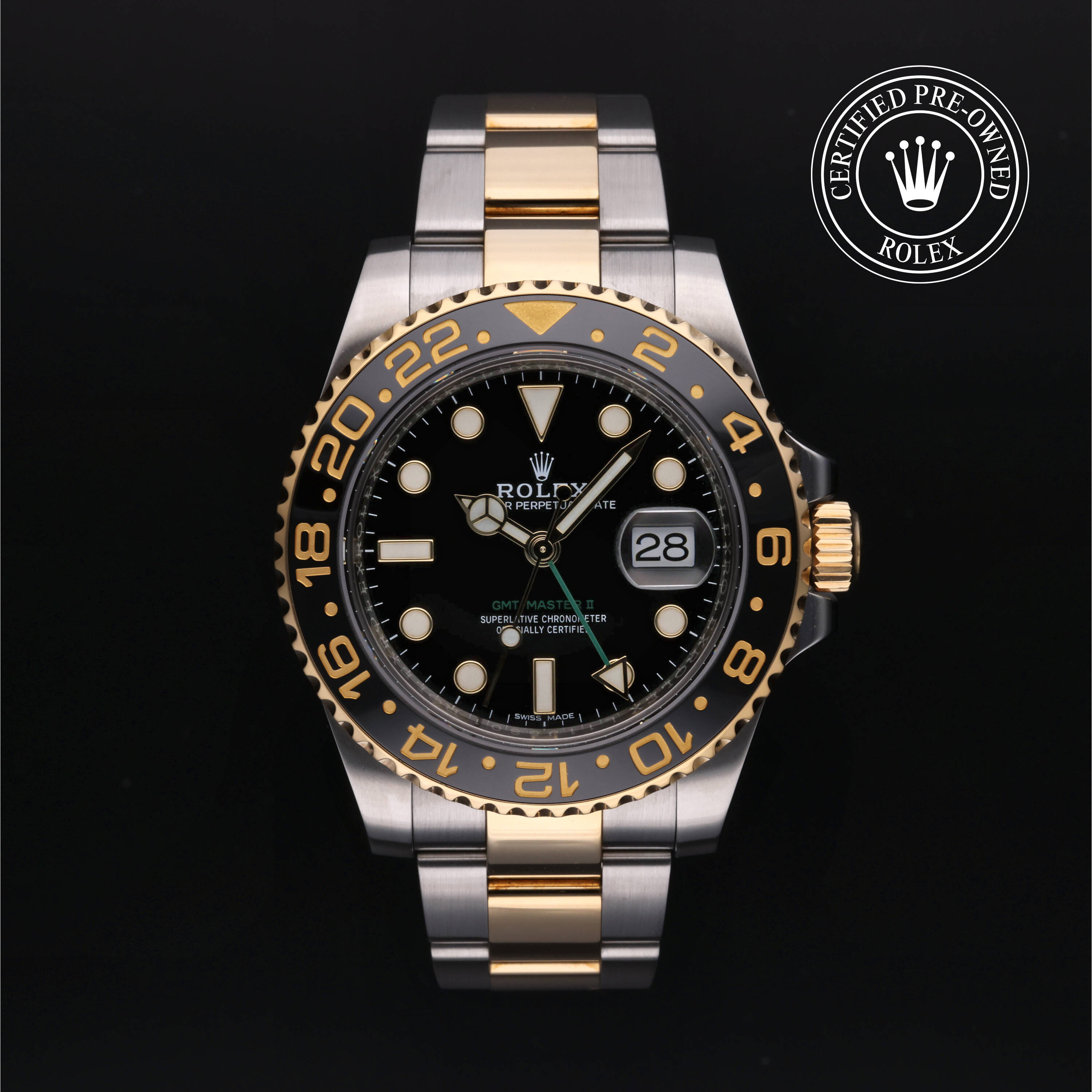 Rolex Certified Pre Owned GMT-Master II 2018, 40 mm, Rolesor 18 Carat Yellow