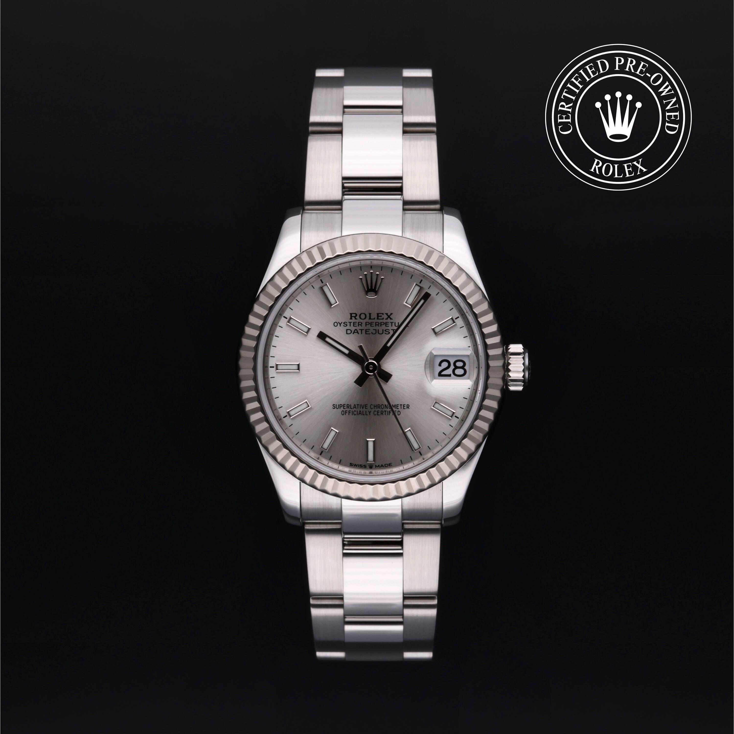Rolex Certified Pre Owned Datejust 31 2022, 31 mm, Rolesor 18 Carat Gris