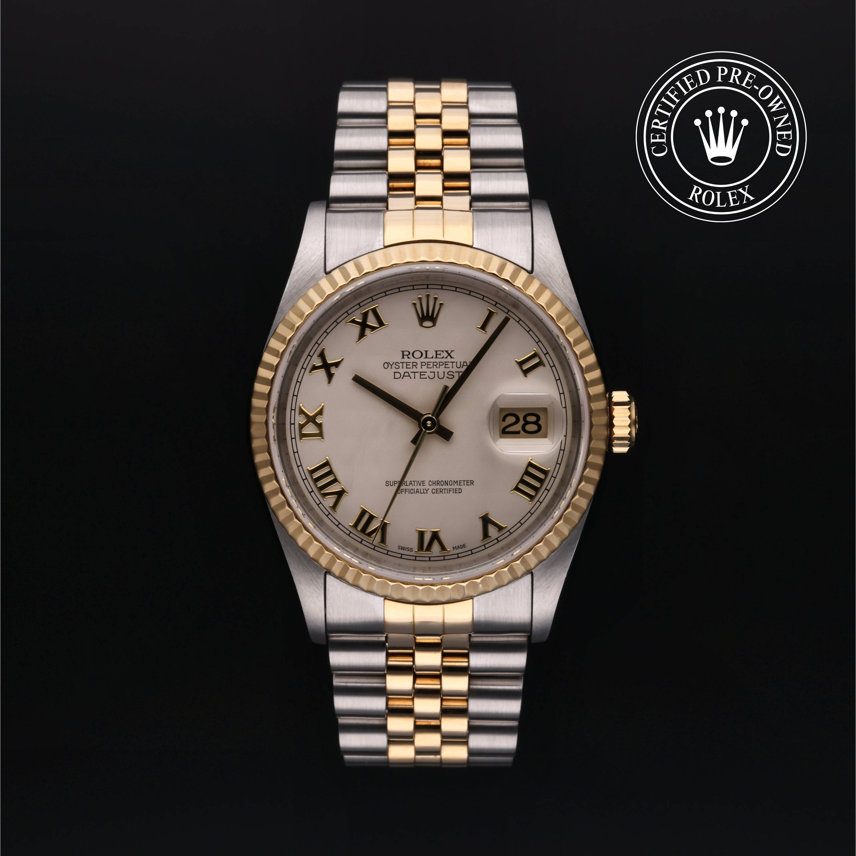 Rolex Certified Pre Owned Datejust 36 1996, 36 mm, Rolesor 18 Carat Jaune