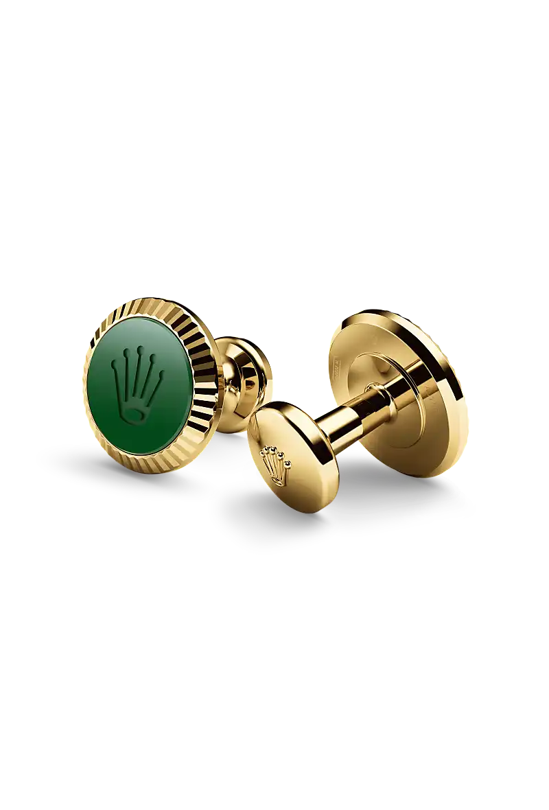 Rolex ‘Fluted’ cufflinks Yellow gold and ceramic
