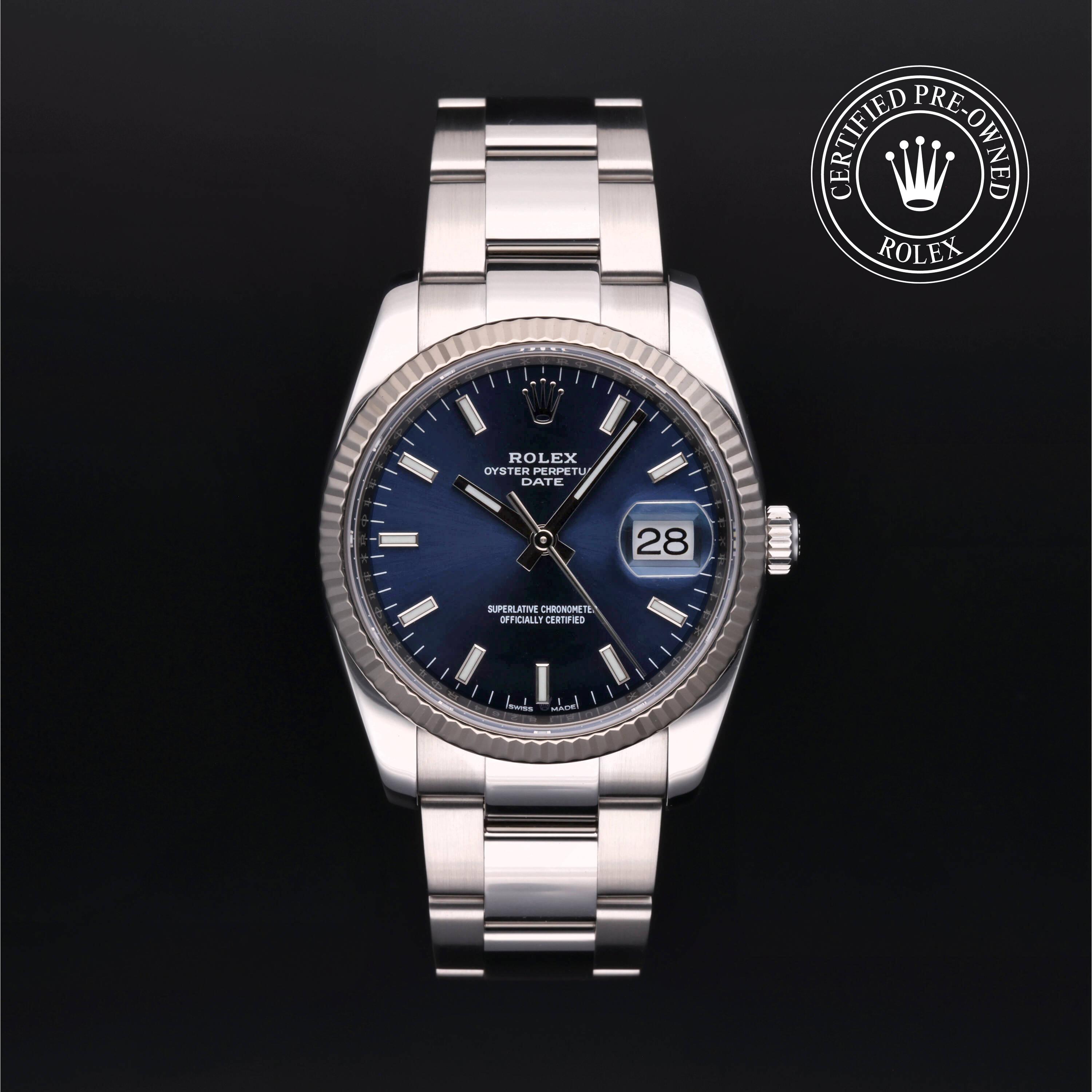 Rolex Certified Pre Owned Date 34 2018, 34 mm, Rolesor 18 Carat Gris