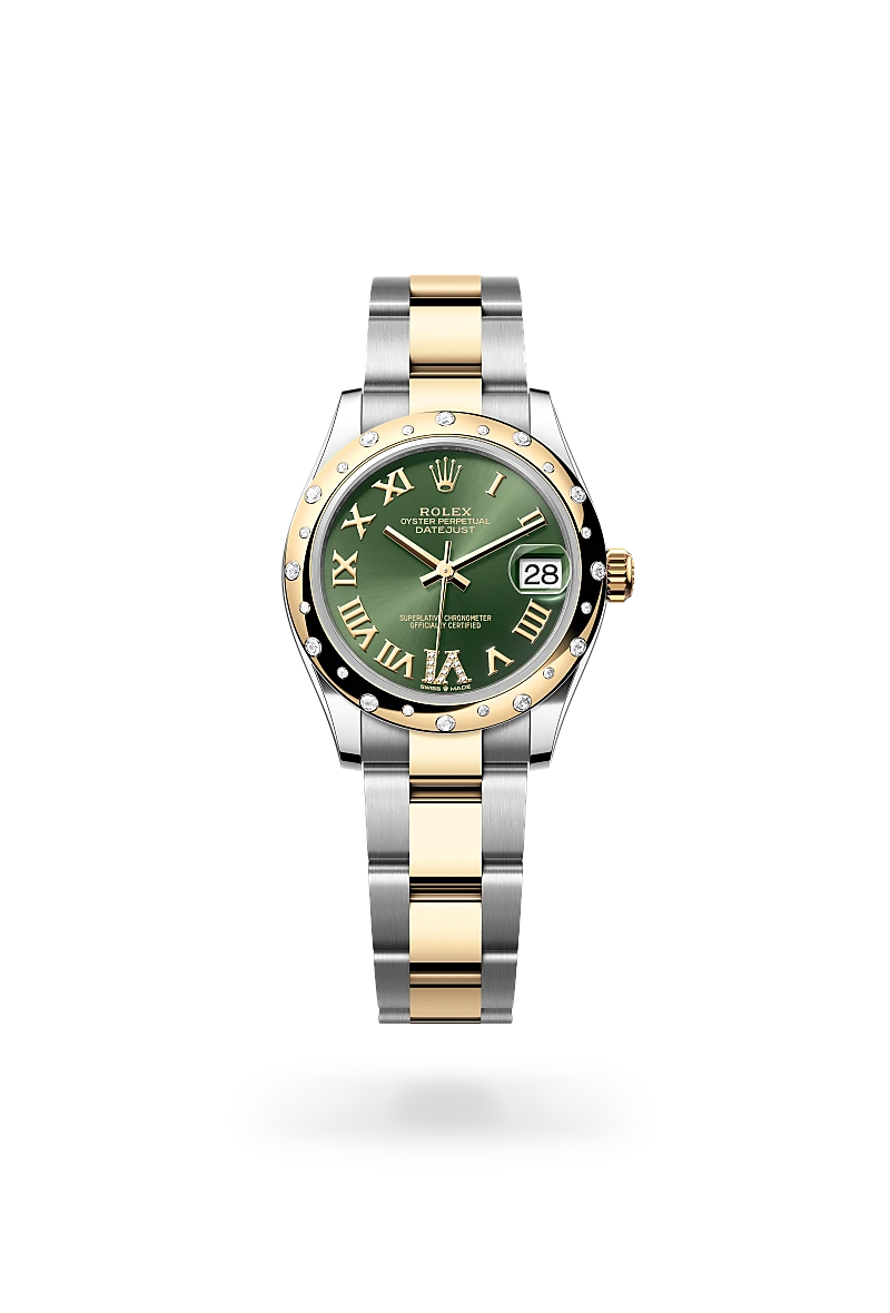 Rolex Datejust 31 Oyster, 31 mm, acier Oystersteel, or jaune et diamants