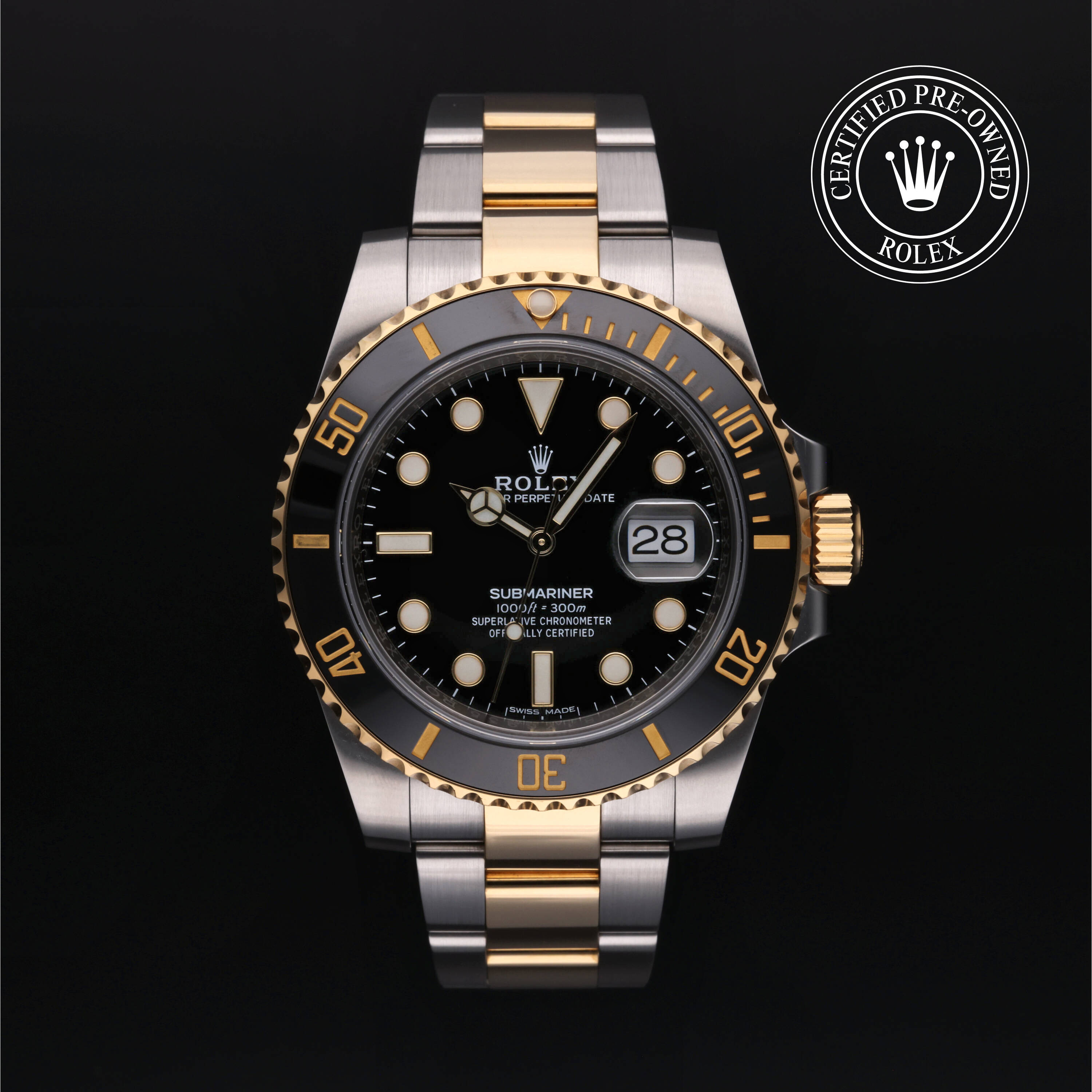 Rolex Certified Pre Owned Submariner Date 2019, 40 mm, Rolesor 18 Carat Yellow