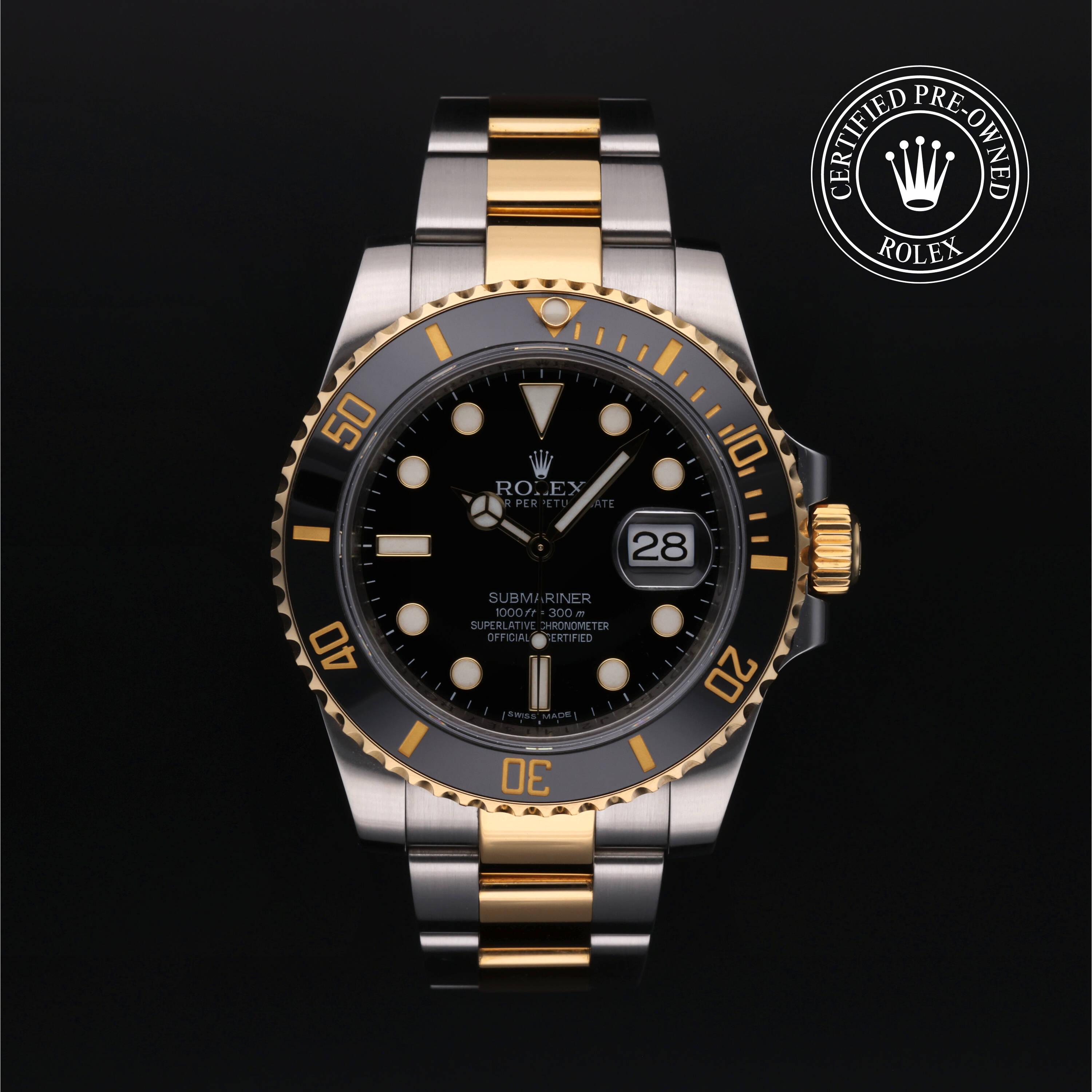 Rolex Certified Pre Owned Submariner Date 2014, 40 mm, Rolesor 18 Carat Yellow
