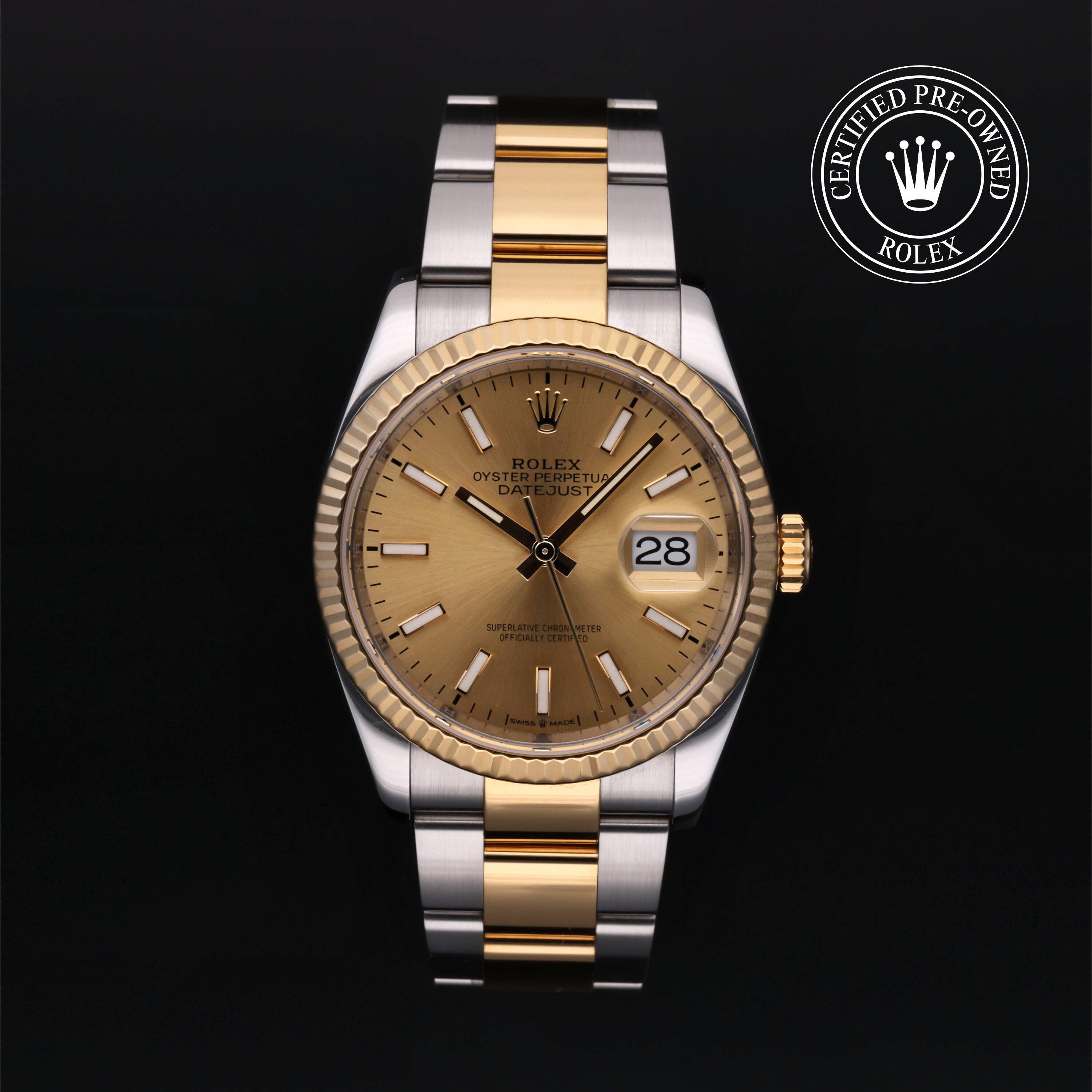 Rolex Certified Pre Owned Datejust 36 2019, 36 mm, Rolesor 18 Carat Yellow
