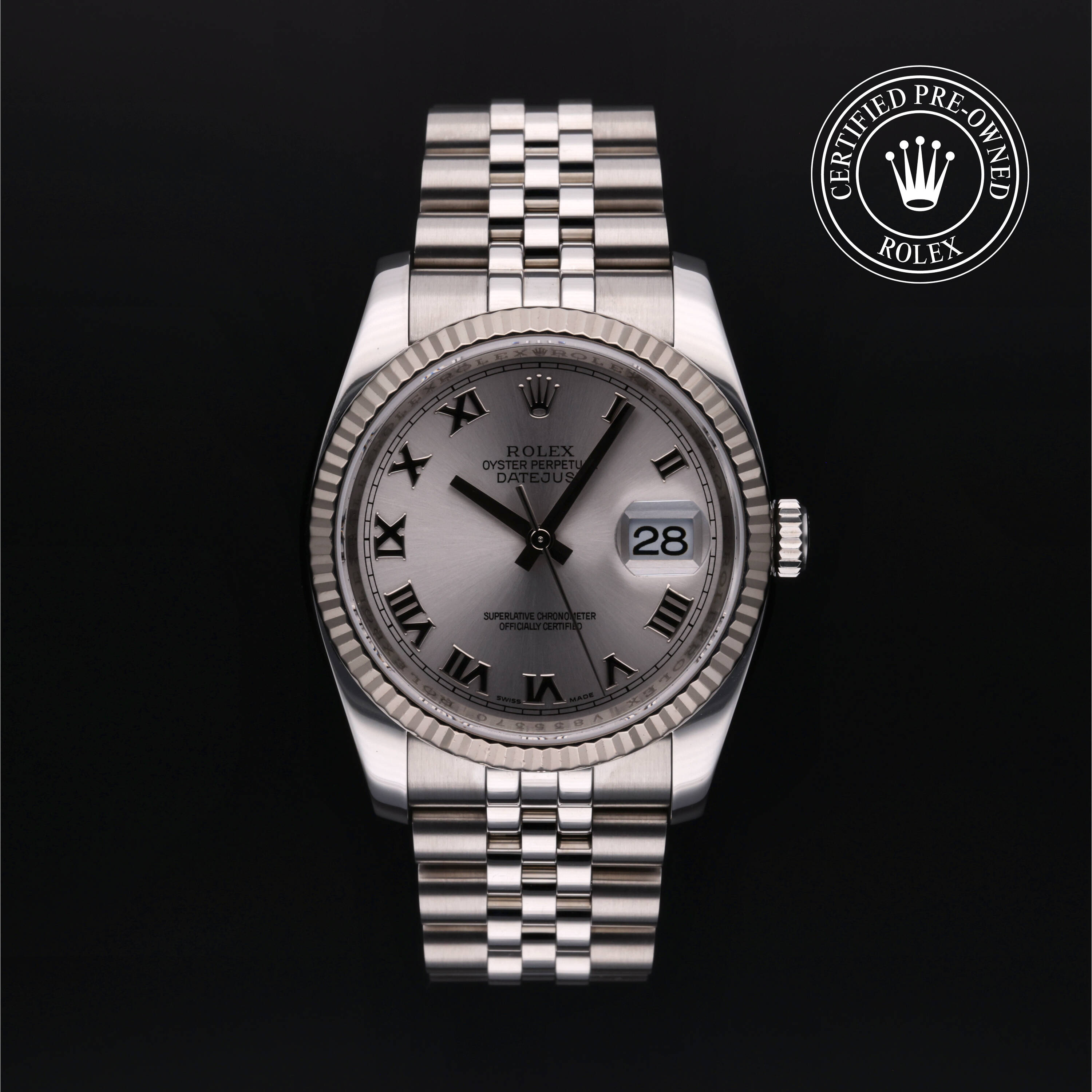 Rolex Certified Pre Owned Datejust 36 2010, 36 mm, Rolesor 18 Carat Gris