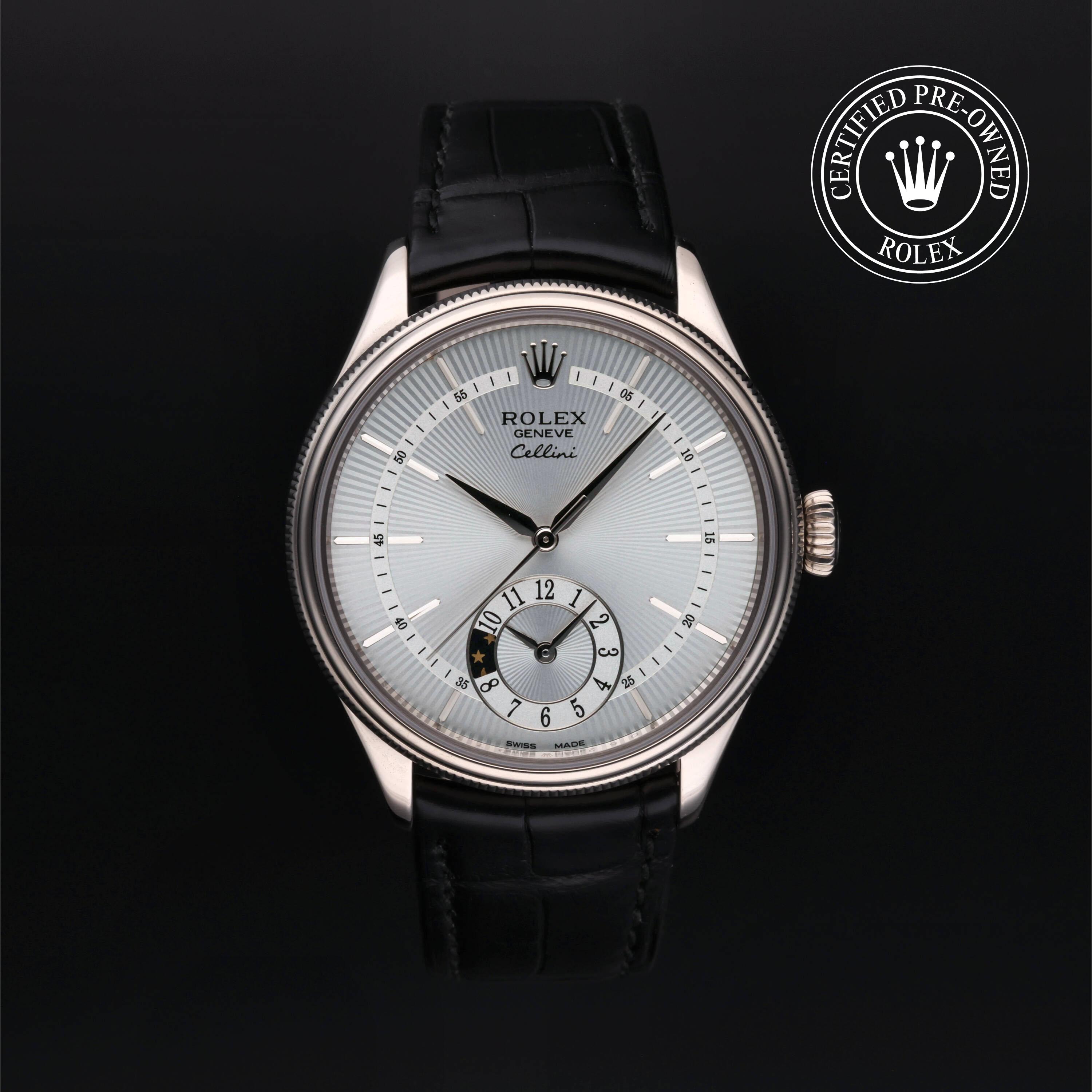 Rolex Certified Pre Owned Cellini Dual Time 2020, 39 mm, Or 18 Carat Gris