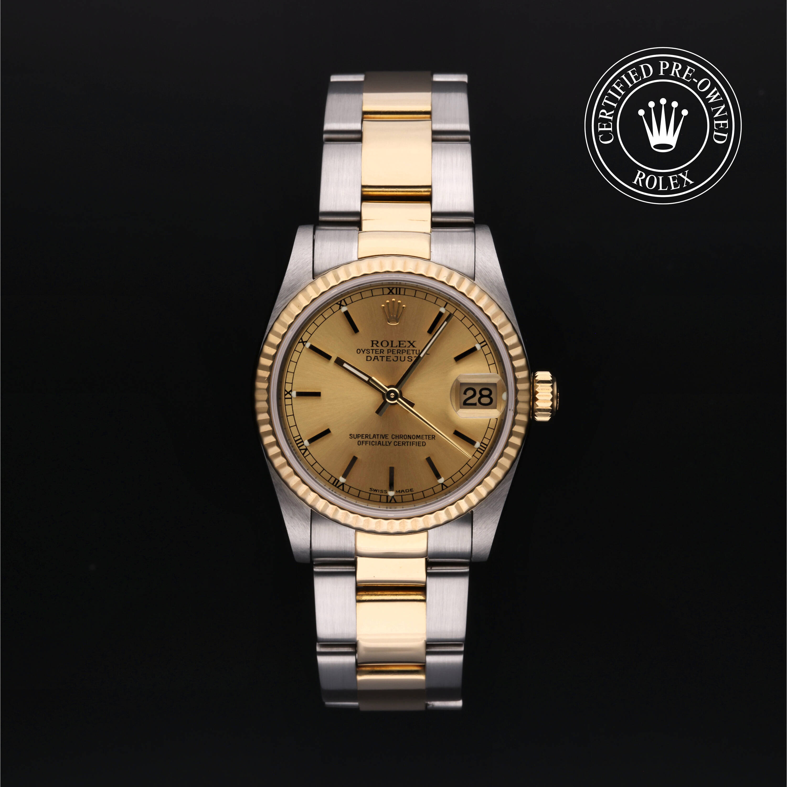 Rolex Certified Pre Owned Datejust 31 2004, 31 mm, Rolesor 18 Carat Yellow