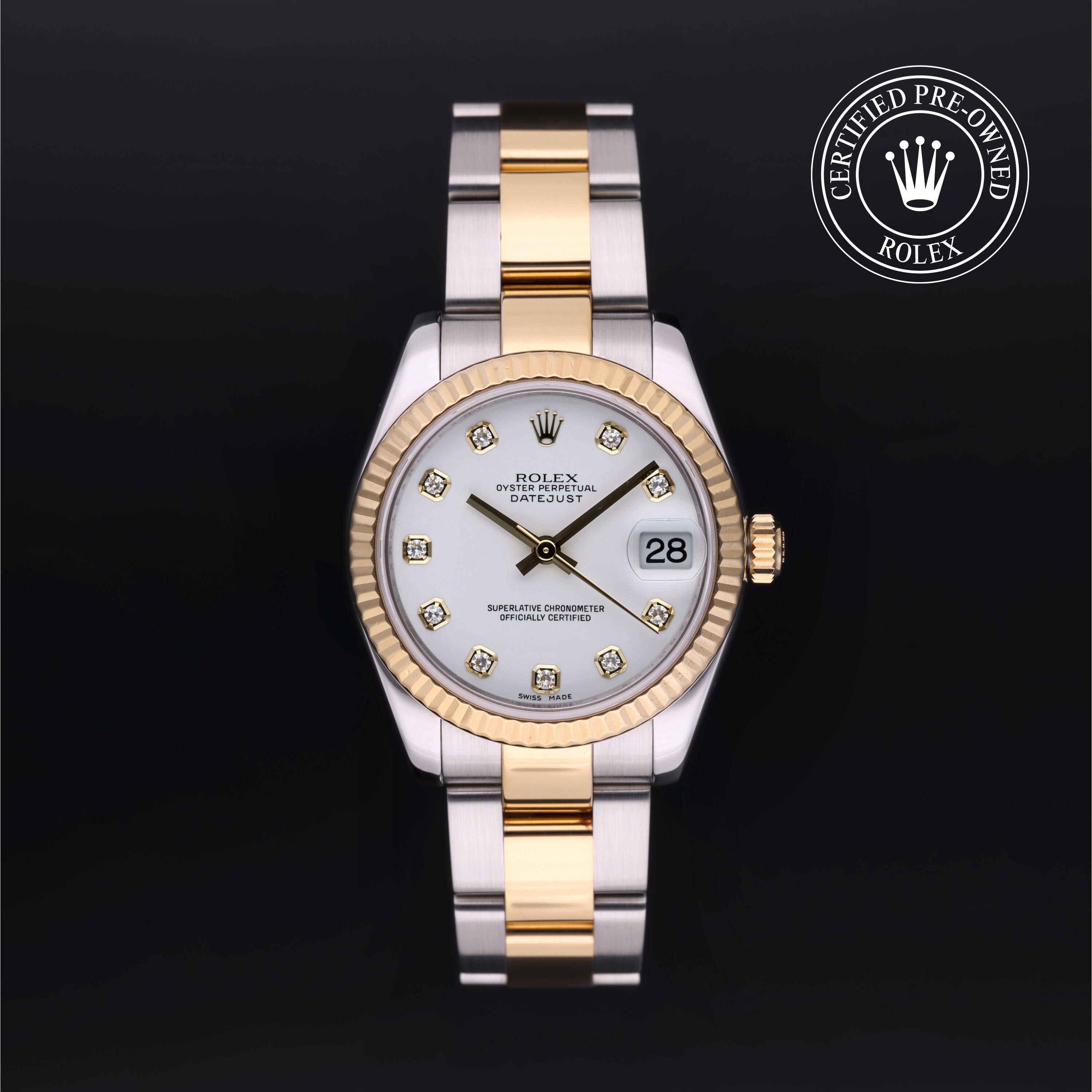 Rolex Certified Pre Owned Datejust 31 2010, 31 mm, Rolesor 18 Carat Jaune
