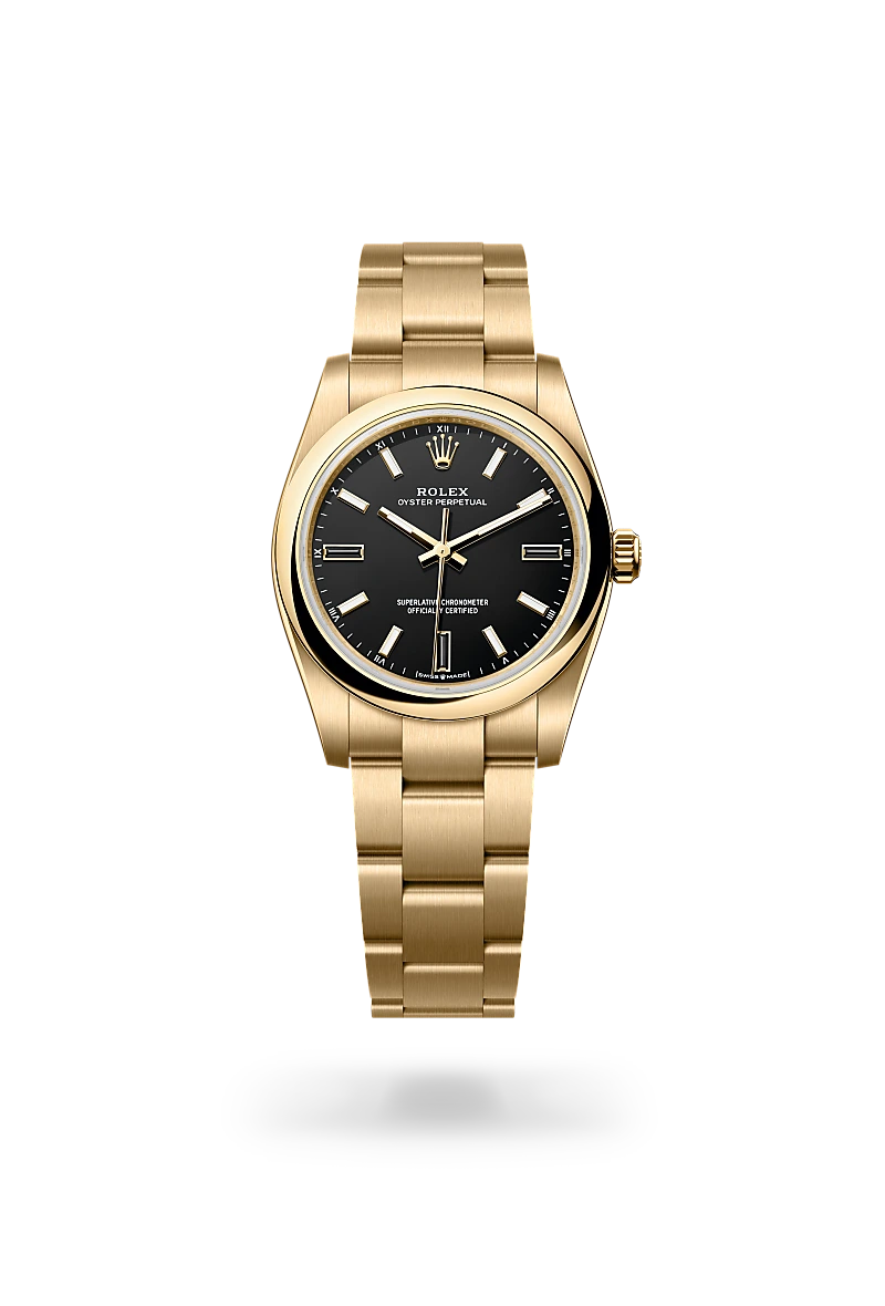 Rolex Oyster Perpetual 34 Oyster, 34 mm, or jaune