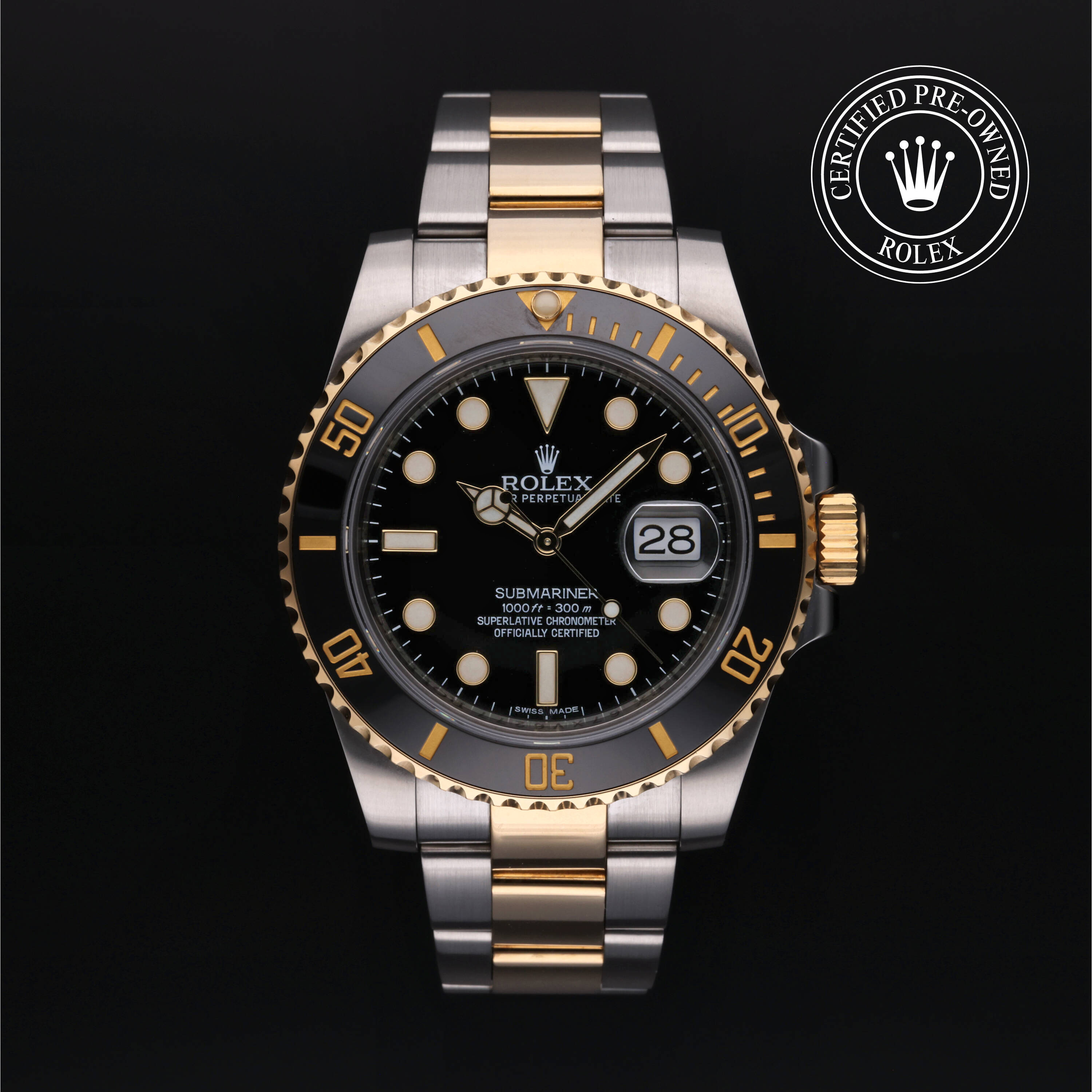 Rolex Certified Pre Owned Submariner Date 2014, 40 mm, Rolesor 18 Carat Jaune