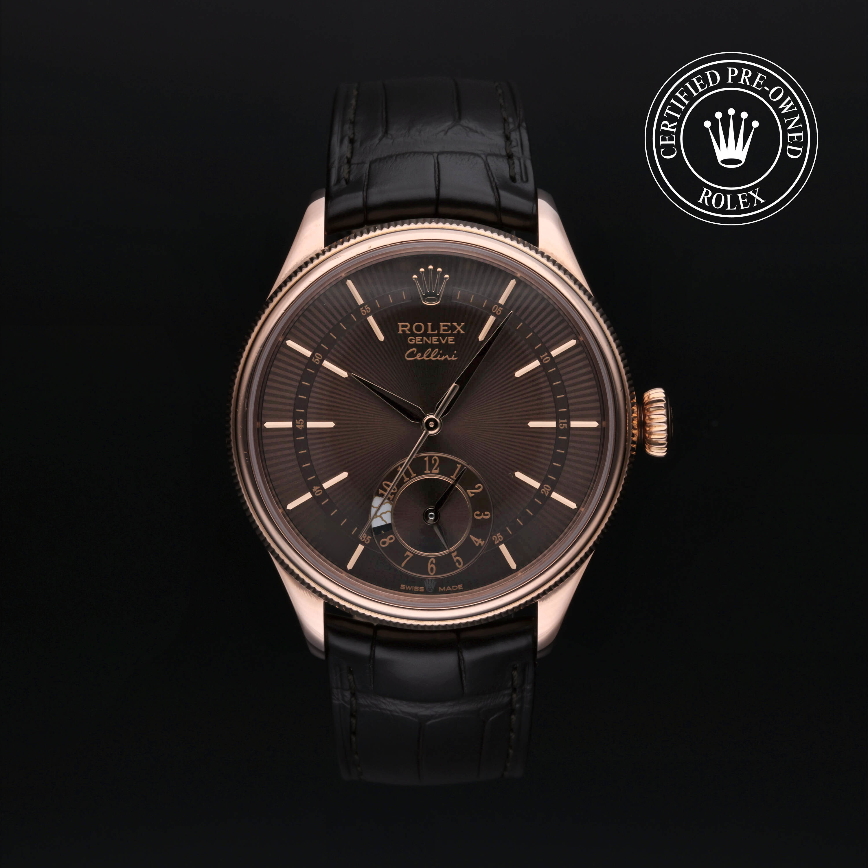 Rolex Certified Pre Owned Cellini Dual Time 2016, 39 mm, Or 18 Carat Rouge