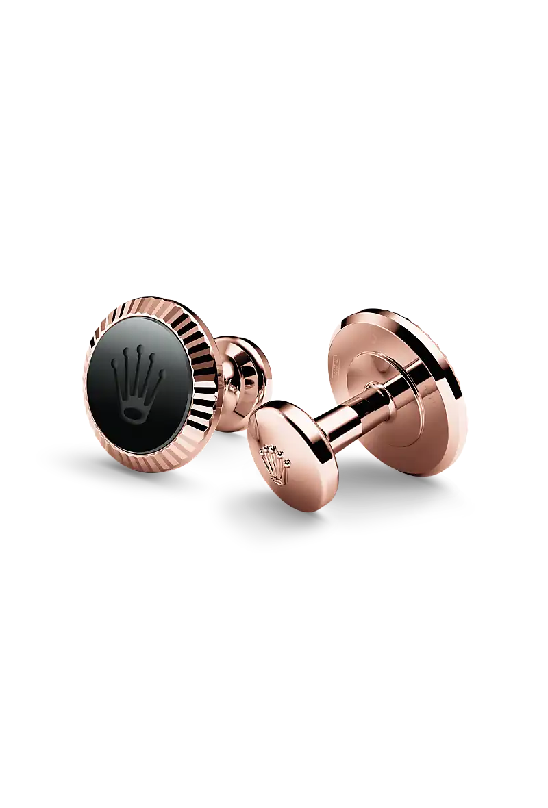 Rolex ‘Fluted’ cufflinks Everose gold and ceramic