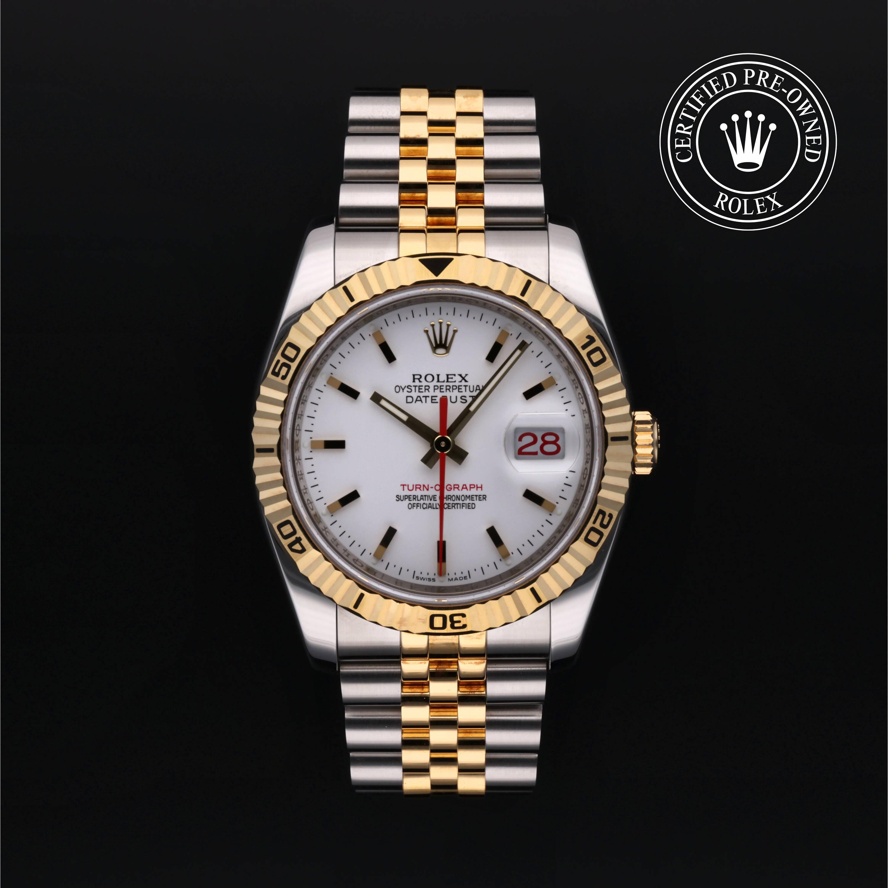 Rolex Certified Pre Owned Datejust Turn-O-Graph 2005, 36 mm, Rolesor 18 Carat Yellow